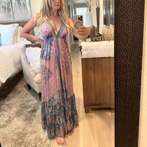 Bohemian Rhapsody Maxi Dress - Barbie Pink, Indigo Blue & Turquoise